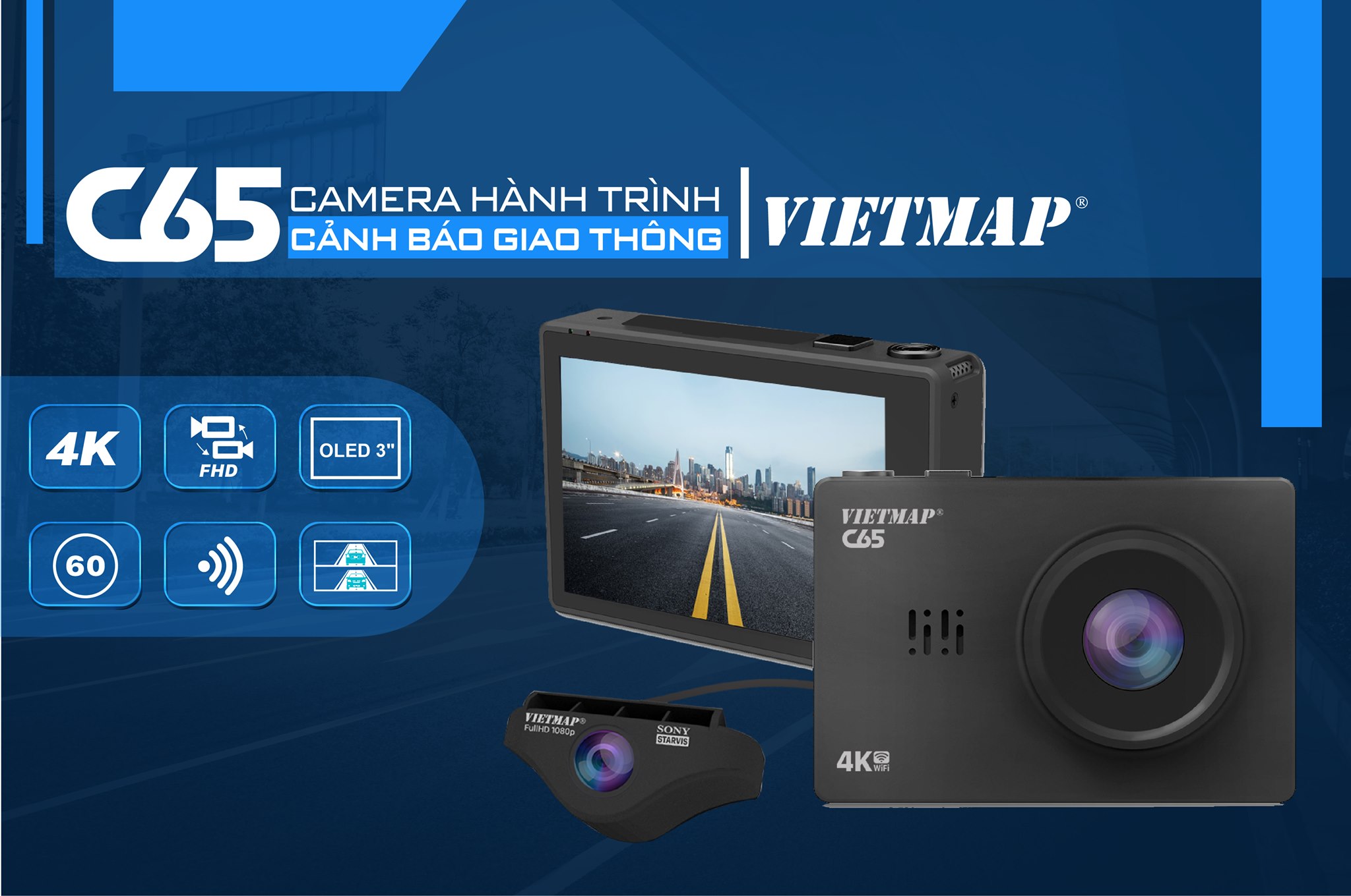 Camera hành trình VIETMAP C65 4K - Phụ kiện đồ chơi xe hơi chính hãng