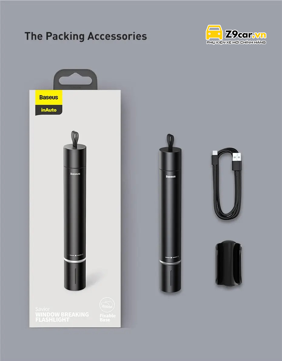 Búa phá kính và đèn pin Baseus-5